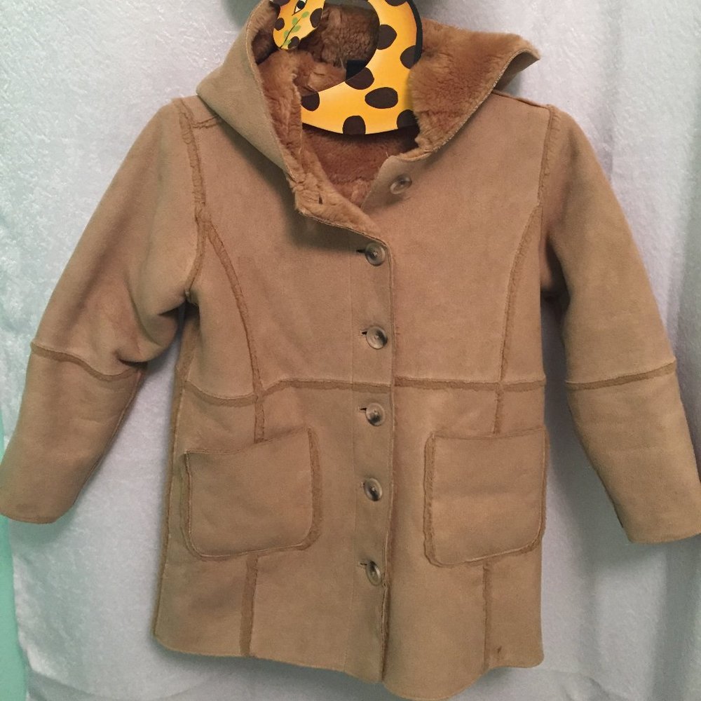 GAP Kids Faux Suede & Shearling Carriage Coat – Tan/Camel – Size 8